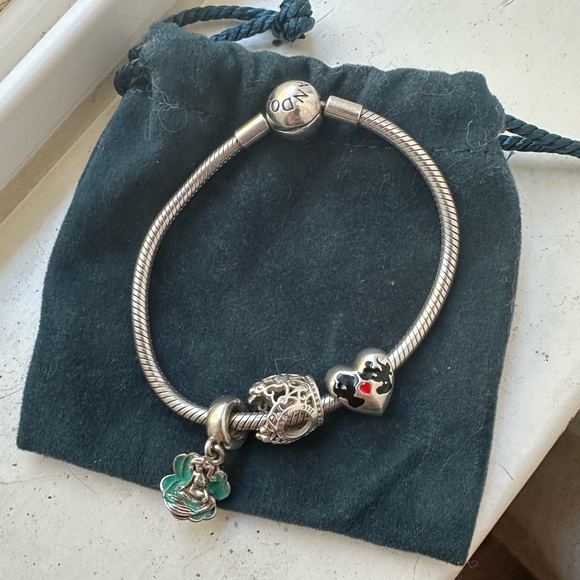 Pandora Silver Bracelet with three Disney charms - Picture 1 of 9